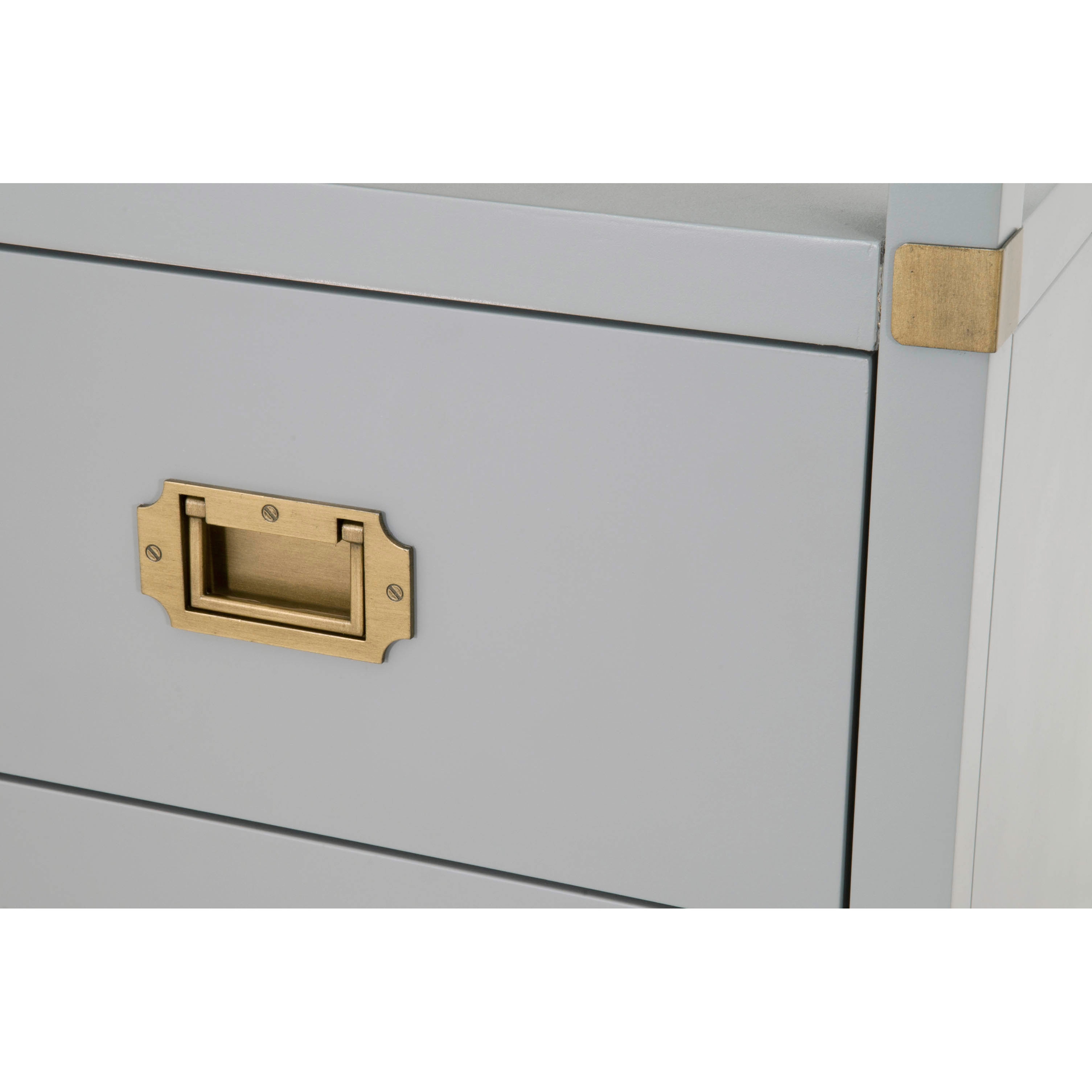 Bobby Modern Classic 2-Drawer Brushed Gold Pulls Dove Grey Nightstand - Image 10