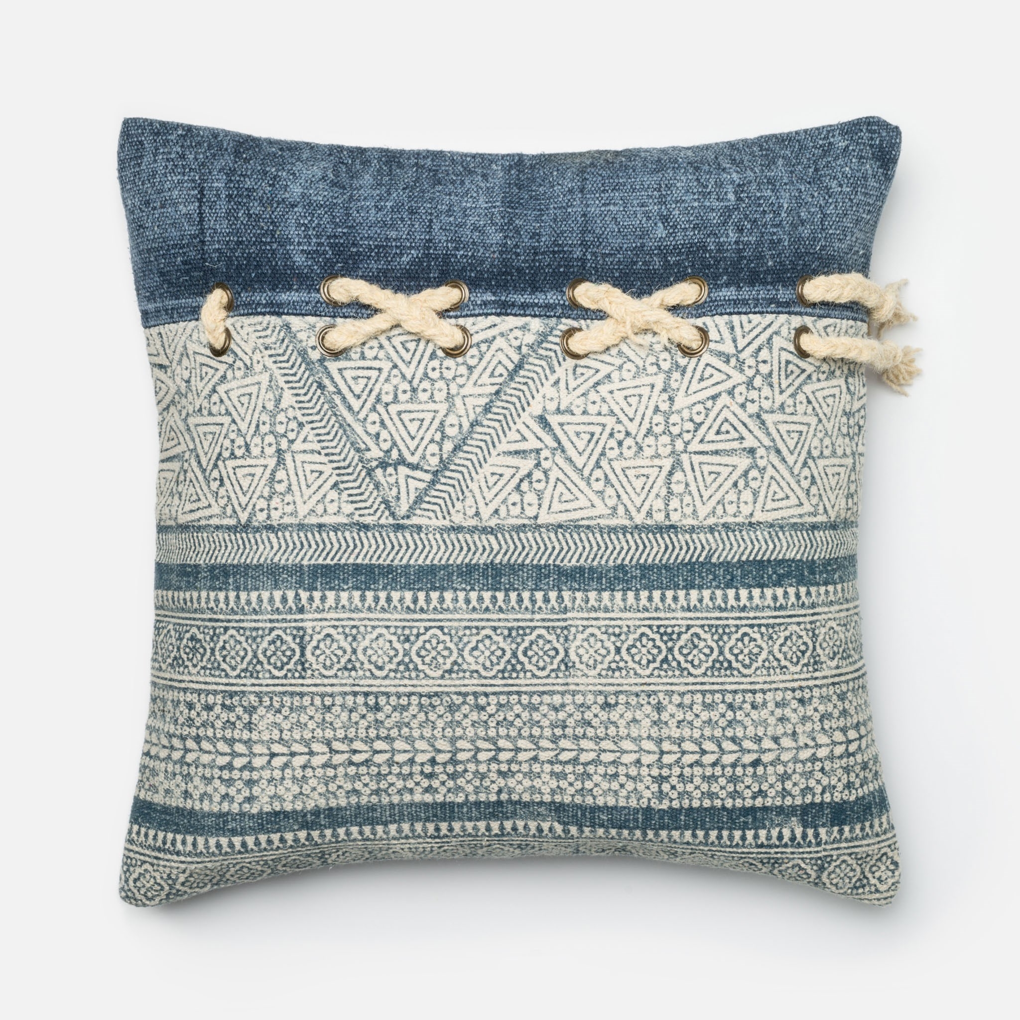 PILLOWS - BLUE / IVORY - 22" X 22" Cover Only - Image 0