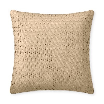 Interlace Leather Pillow Cover, 18" X 18", Ivory - Image 0