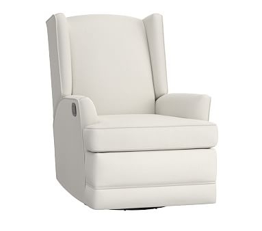 Modern Wingback Swivel Glider &amp; Recliner, Manual, Washed Linen-Cotton Ivory - Image 0
