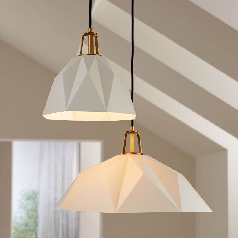 Maddox White Faceted Large Pendant Light with Brass Socket - Image 3