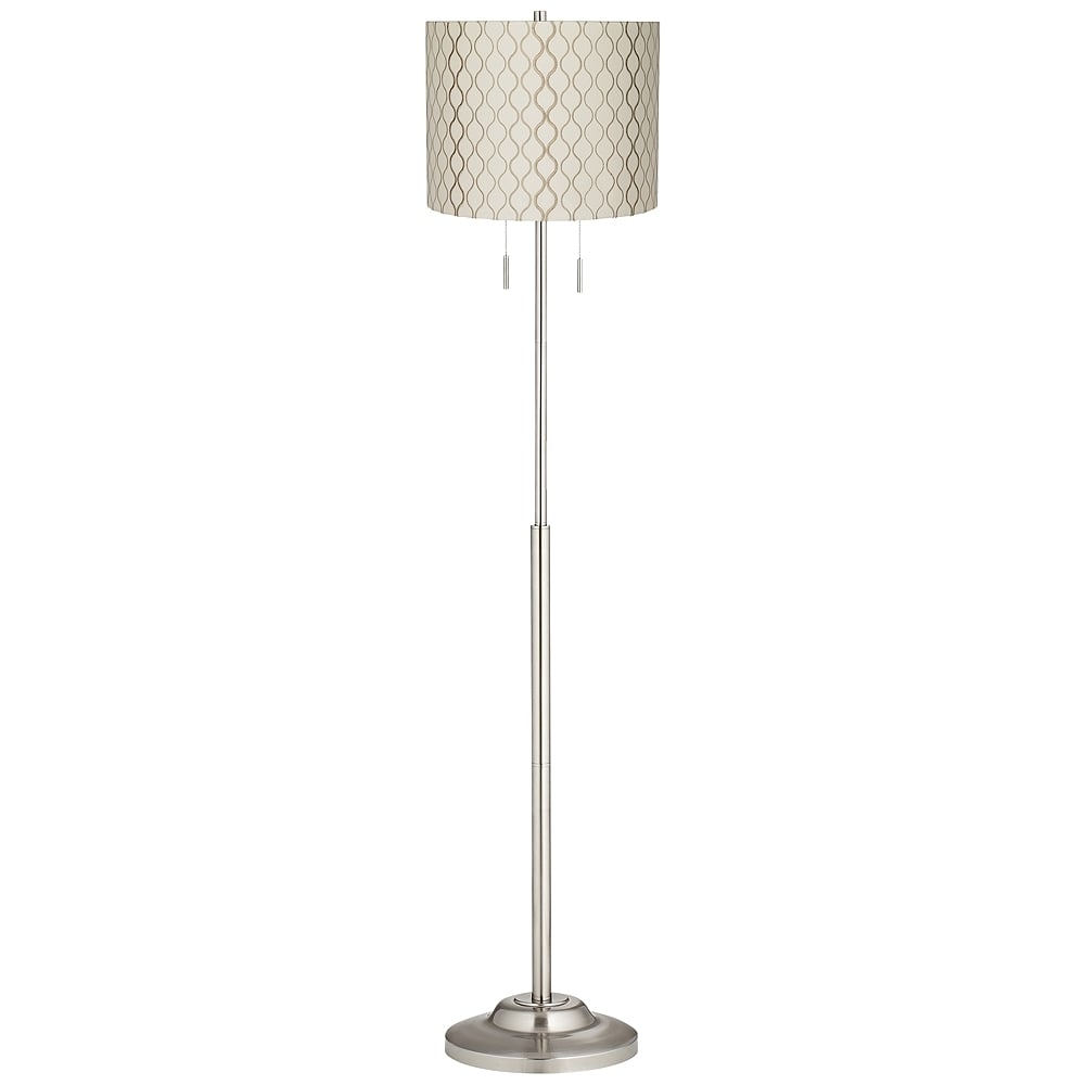 360 Lighting Abba 66" Embroidered Hourglass Shade Nickel Floor Lamp - Image 0