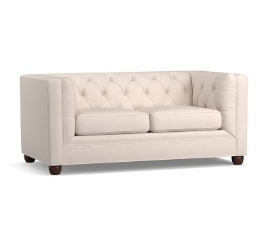 Chesterfield Square Arm Upholstered Loveseat 68.5", Polyester Wrapped Cushions, Performance Heathered Tweed Ivory - Image 4