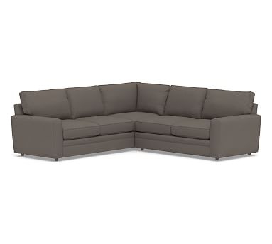 Pearce Square Arm Upholstered 2-Piece L-Shaped Sectional, Down Blend Wrapped Cushions, Performance Heathered Tweed Graphite - Image 0