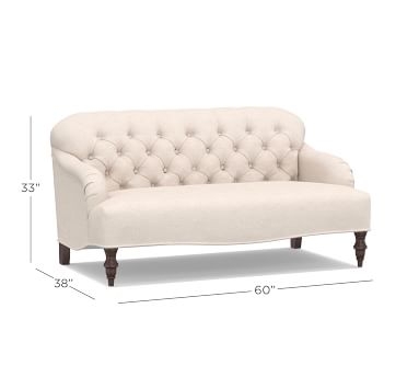 Clara Upholstered Love Seat 60", Polyester Wrapped Cushions, Twill Cadet Navy - Image 3