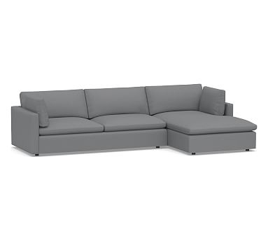 Bolinas Upholstered Left Arm Sofa with Chaise Sectional, Down Blend Wrapped Cushions, Textured Twill Light Gray - Image 0