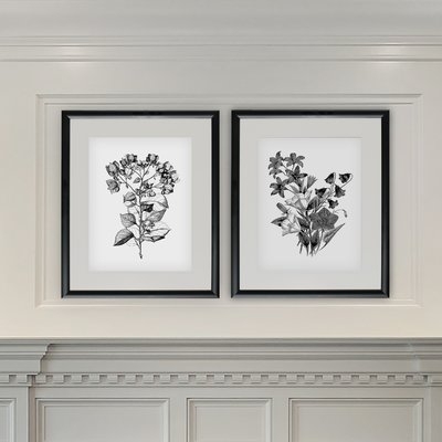 'Botanical Black and White' 2 Piece Framed Acrylic Painting Print Set - Image 0