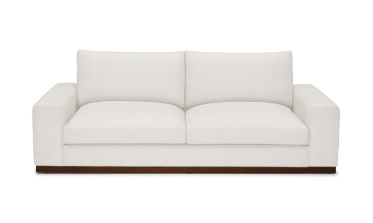 White Holt Mid Century Modern Sofa - Merit Snow - Mocha - Image 0