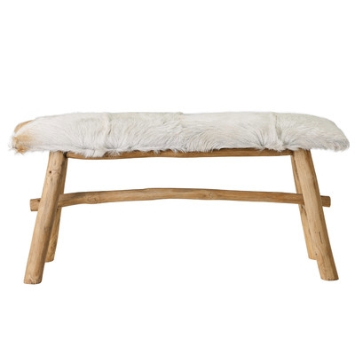 Noell Wood and Goat Fur Bench - Image 0