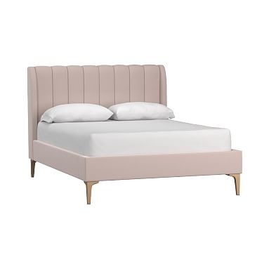 Avalon Channel Stitch Upholstered Bed, King, Lustre Velvet Dusty Blush - Image 0
