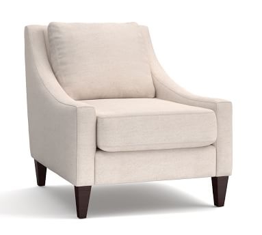 Aiden Upholstered Armchair, Polyester Wrapped Cushions, Basketweave Slub Ivory - Image 3