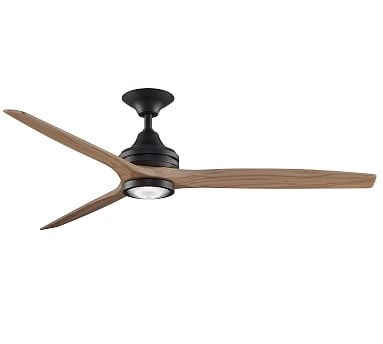 Spitfire Indoor/Outdoor Ceiling Fan, Dark Bronze with Natural Blades and LED Light Kit - Image 0