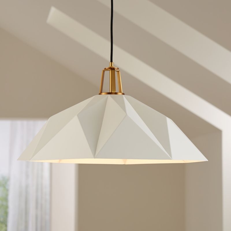 Maddox White Faceted Large Pendant Light with Brass Socket - Image 4