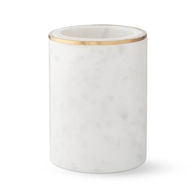 White Marble and Brass Toothbrush Holder - Image 0