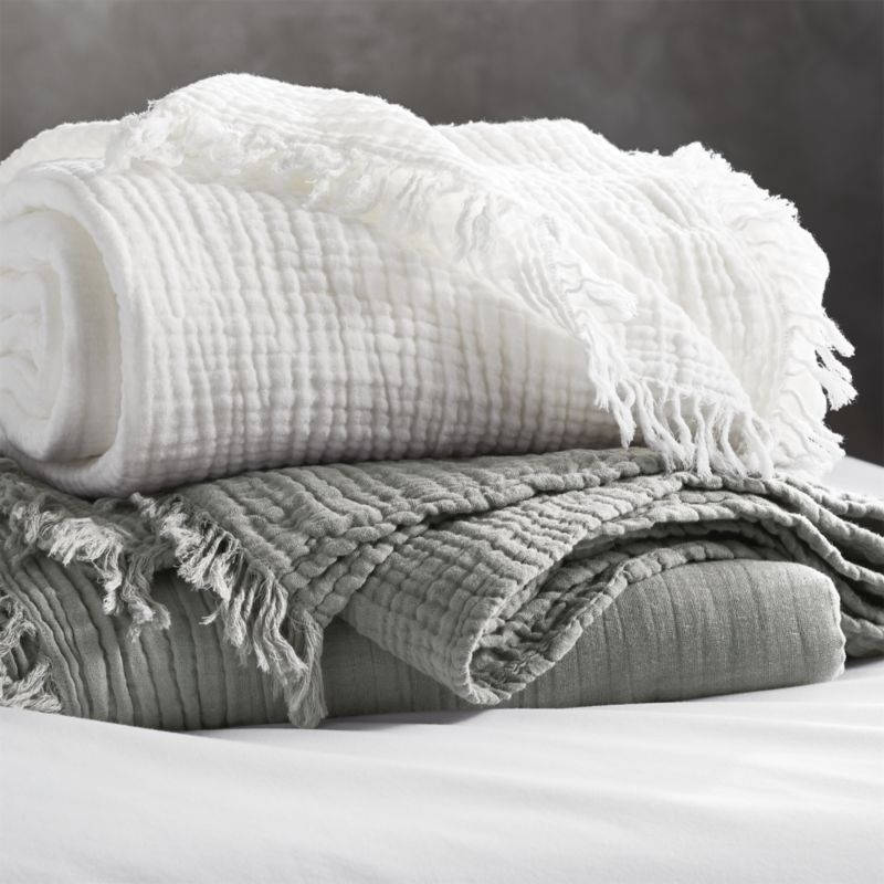 Gauze Grey Lightweight Blanket Full/Queen - Image 3