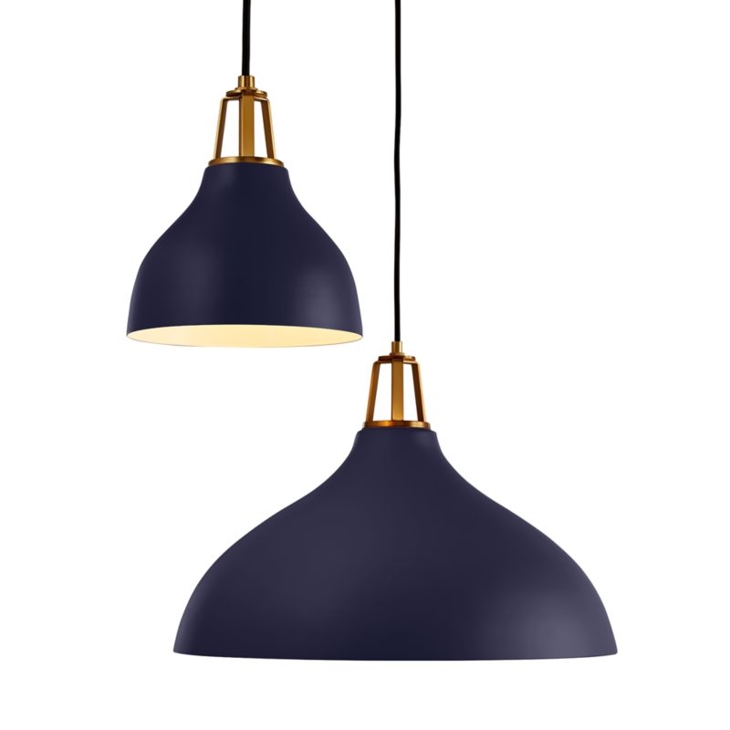 Maddox Navy Bell Large Pendant Light with Brass Socket - Image 6