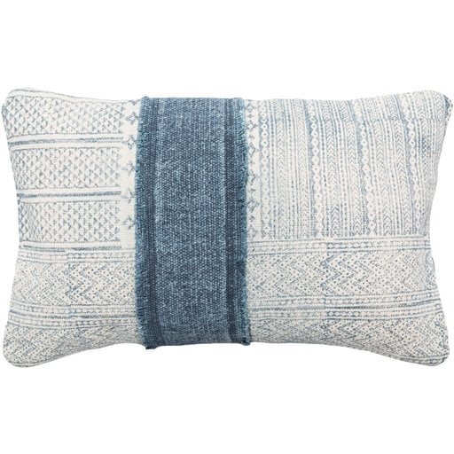 Mara Lumbar Pillow Cover, 22" x 14", Navy - Image 1