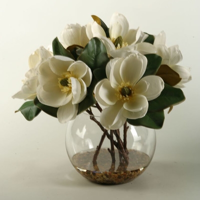 Magnolias Centerpiece in Glass Bubble Bowl - Image 0