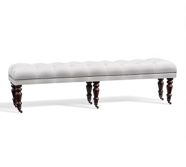 Raleigh Upholstered Bench End of Bed Bench with Turned Legs and Tufted Cushion - King 70" - Image 1