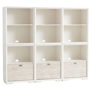 Callum Triple Mixed Drawer Tall Storage Bookcase, Smoked Gray - Image 1