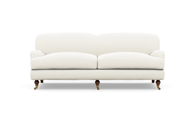 Rose by The Everygirl Sofa with White Ivory Fabric and Oiled Walnut with Brass Caster legs - Image 0