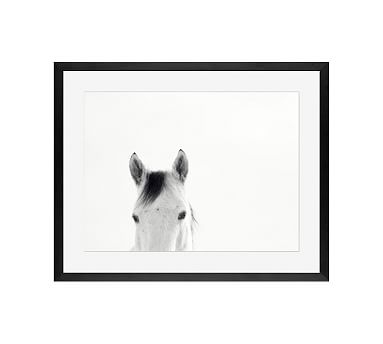 Modern White Horses Framed Print by Jennifer Meyers, 16x20", Wood Gallery Frame, Black, Mat - Image 2