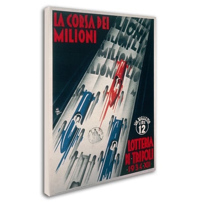 'Lottery of Tripoli Grand Prix 1934' Vintage Advertisement on Canvas - Image 0