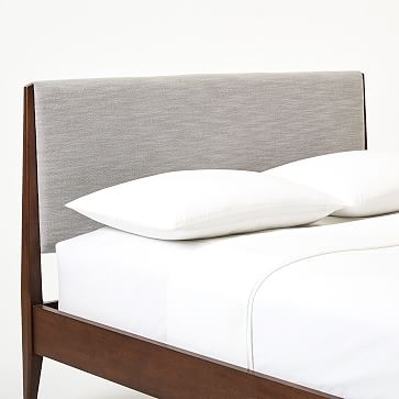 Modern Show Wood Bed King, Yarn Dyed Linen Weave, Pumice - Image 3