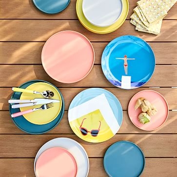 Modern Melamine Dinner Plate, Silver Pine - Image 2