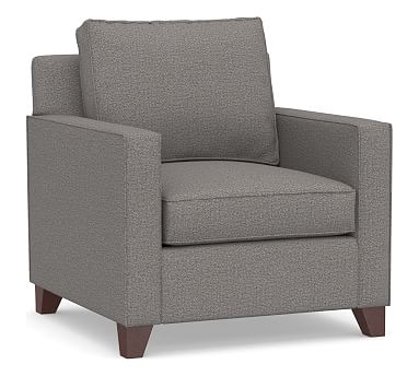 Cameron Square Arm Upholstered Armchair, Polyester Wrapped Cushions, Performance Chateau Basketweave Blue - Image 2