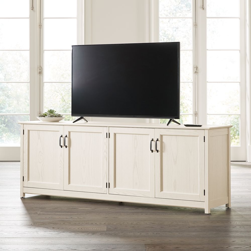 Ainsworth Cream 85" Media Console with Glass/Wood Doors - Image 0