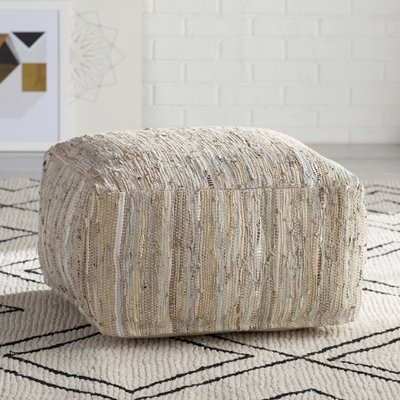 Anthracite Leather Pouf - Image 0