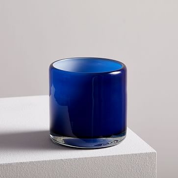 Mixed Pattern Glass Votive, Blue - Image 0