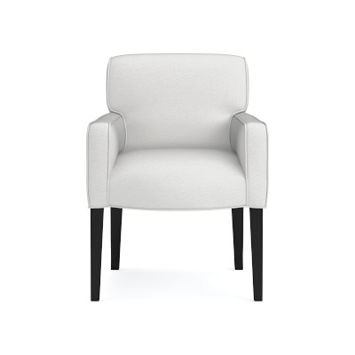 Fitzgerald Dining Armchair, Pebbled Leather, White, Ebony Leg - Image 0