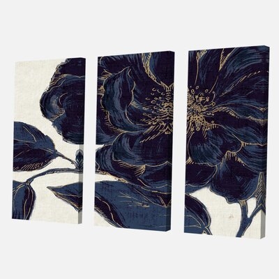 'Dark Rose Gilded Gold' Painting Multi-Piece Image on Canvas - Image 0