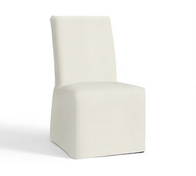 PB Comfort Square Dining Side Chair Long Slipcover, Basketweave Slub Ivory - Image 2