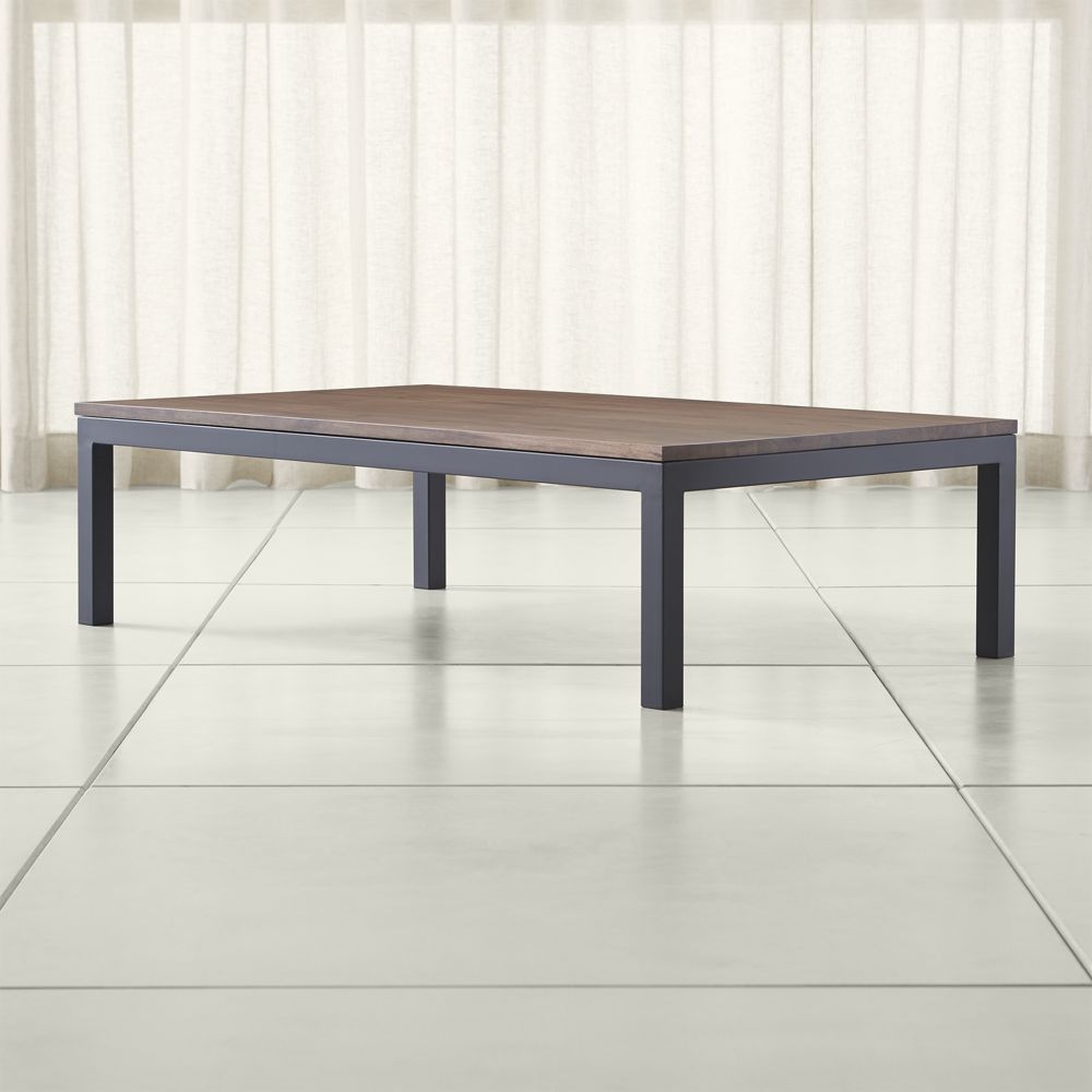 Parsons Walnut Top/ Dark Steel Base 60x36 Large Rectangular Coffee Table - Image 0