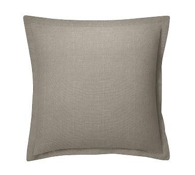 Custom Upholstery Fabric Flanged Pillow Cover, 20", Linen Blend Gunmetal Gray - Image 2