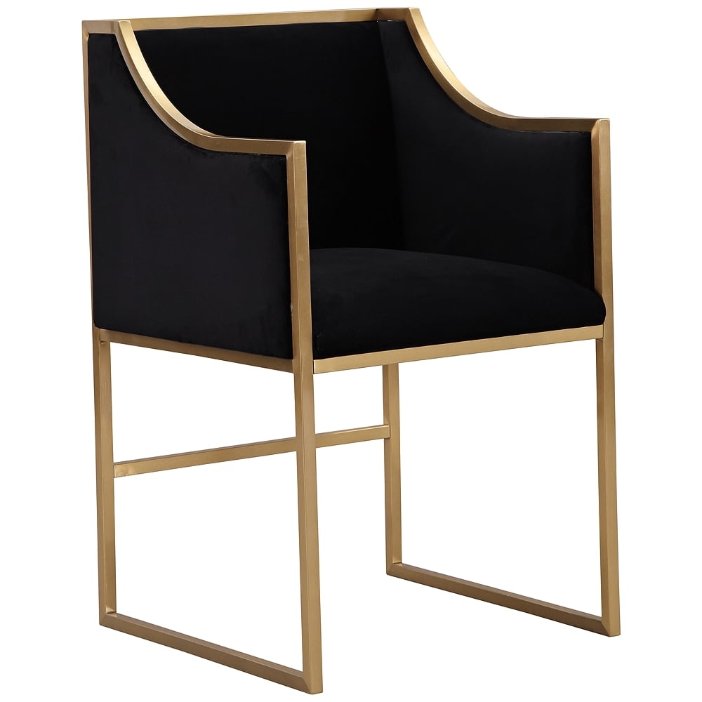 Atara Black Velvet and Gold Armchair - Style # 58V21 - Image 0