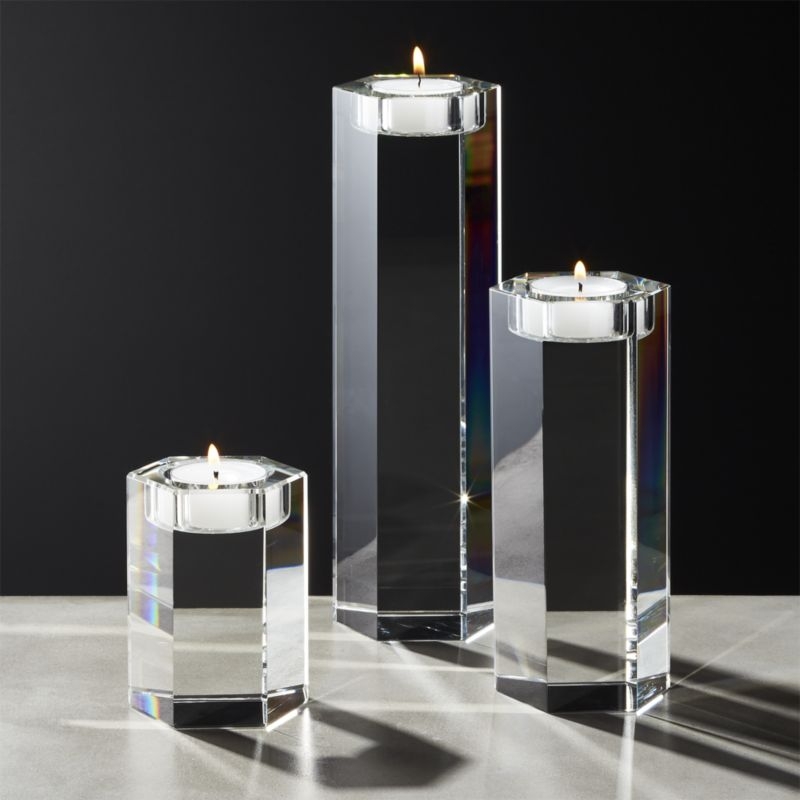 Hex Crystal Tea Light Candle Holders Set of 3 - Image 1