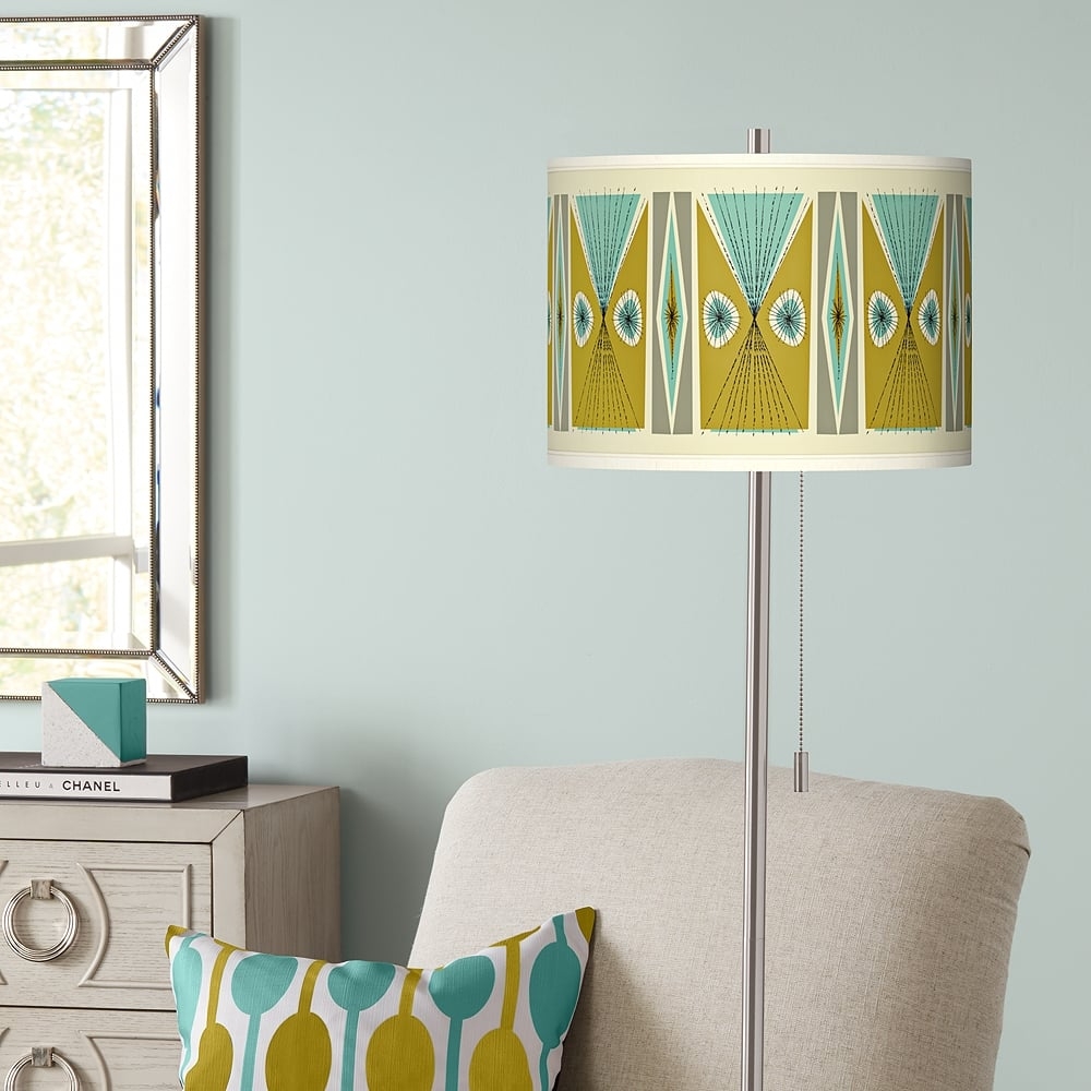 Vernaculis III Brushed Nickel Pull Chain Floor Lamp - Image 0