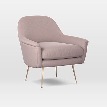 Phoebe Mid-Century Chair, Astor Velvet, Dusty Blush, Brass - Image 0