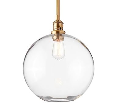 12.5" Glass Globe Pole Pendant with Brass Pole - Image 0