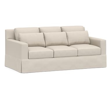 York Slope Arm Slipcovered Deep Seat Sofa 81" 3-Seater, Down Blend Wrapped Cushions, Performance Brushed Basketweave Oatmeal - Image 0