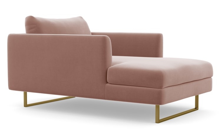 Owens Chaise Chaise Lounge with Pink Blush Fabric and Matte Brass legs - Image 1