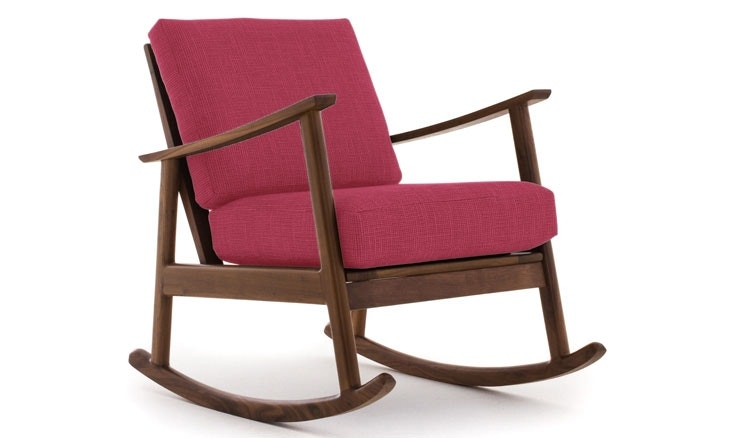 Pink Paley Mid Century Modern Rocking Chair - Key Largo Bubblegum - Walnut - Image 0