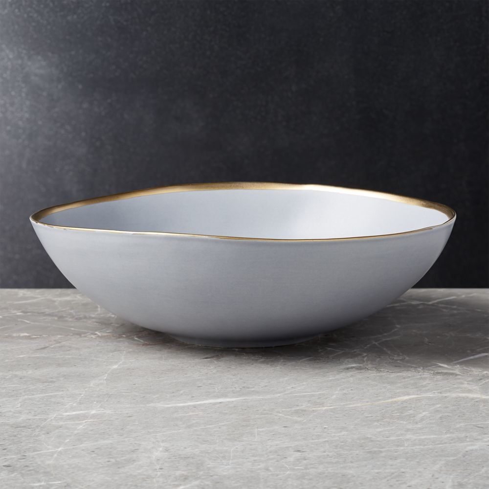 Addison Grey Gold Rim Serving Bowl - Image 0
