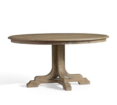 Linden Round Pedestal Dining Table, Belgian Gray, 60" D - Image 3