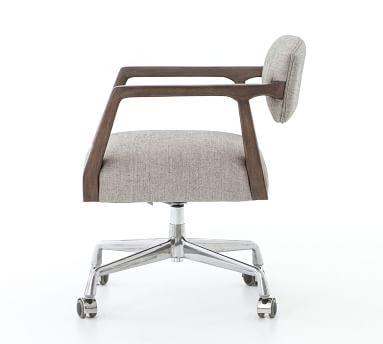 Belden Linen Desk Chair, Oak, Gray Cotton Linen - Image 5