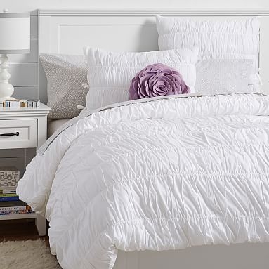 Ruched Duvet Cover, Twin/Twin XL, White - Image 0
